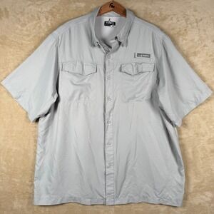 HABIT Mens XL Gray‎ Short Sleeve Solar Factor Fishing Shirt Vented